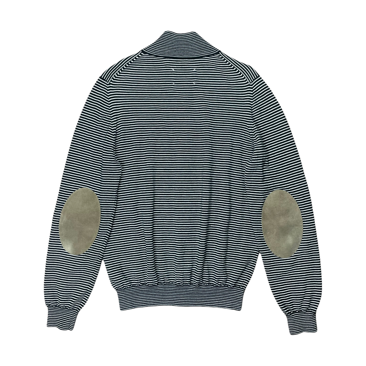 Maison Margiela Striped Mockneck Zip Up Sweater