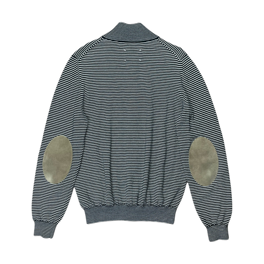 Maison Margiela Striped Mockneck Zip Up Sweater