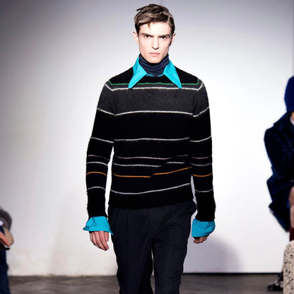 Raf Simons Striped Mohair Punk Sweater - AW13