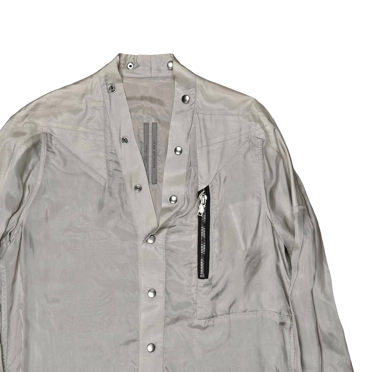 Rick Owens Cupro Larry Shirt Oyster - SS21