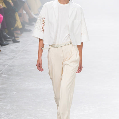 Haider Ackermann Cropped Laser Cut Short Sleeve Shirt White - SS19