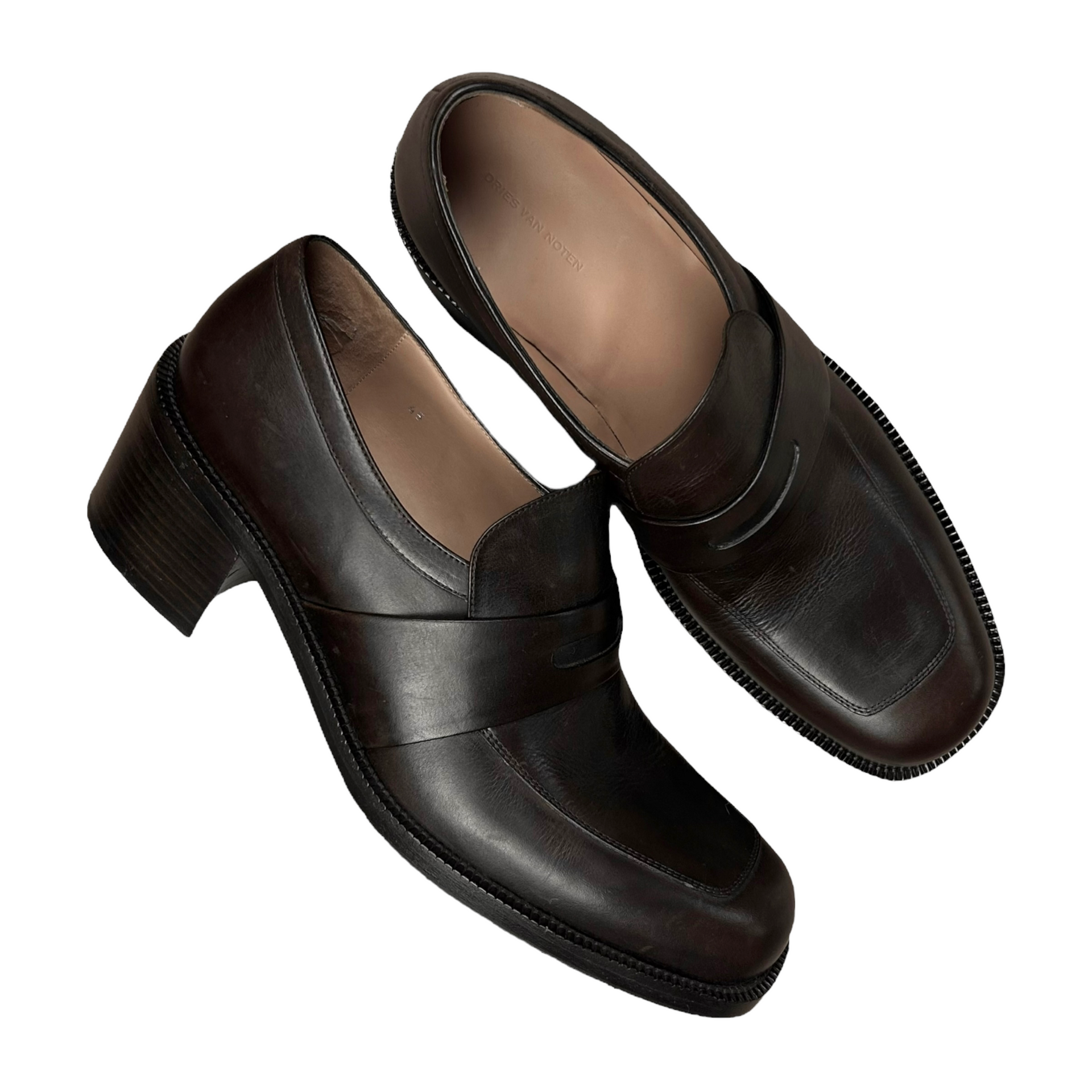 【DRIES VAN NOTEN】Leather loafer pumps ローファーパンプス DRIES VAN NOTEN レザー ローファー | THE OUTNET (アウトネット)