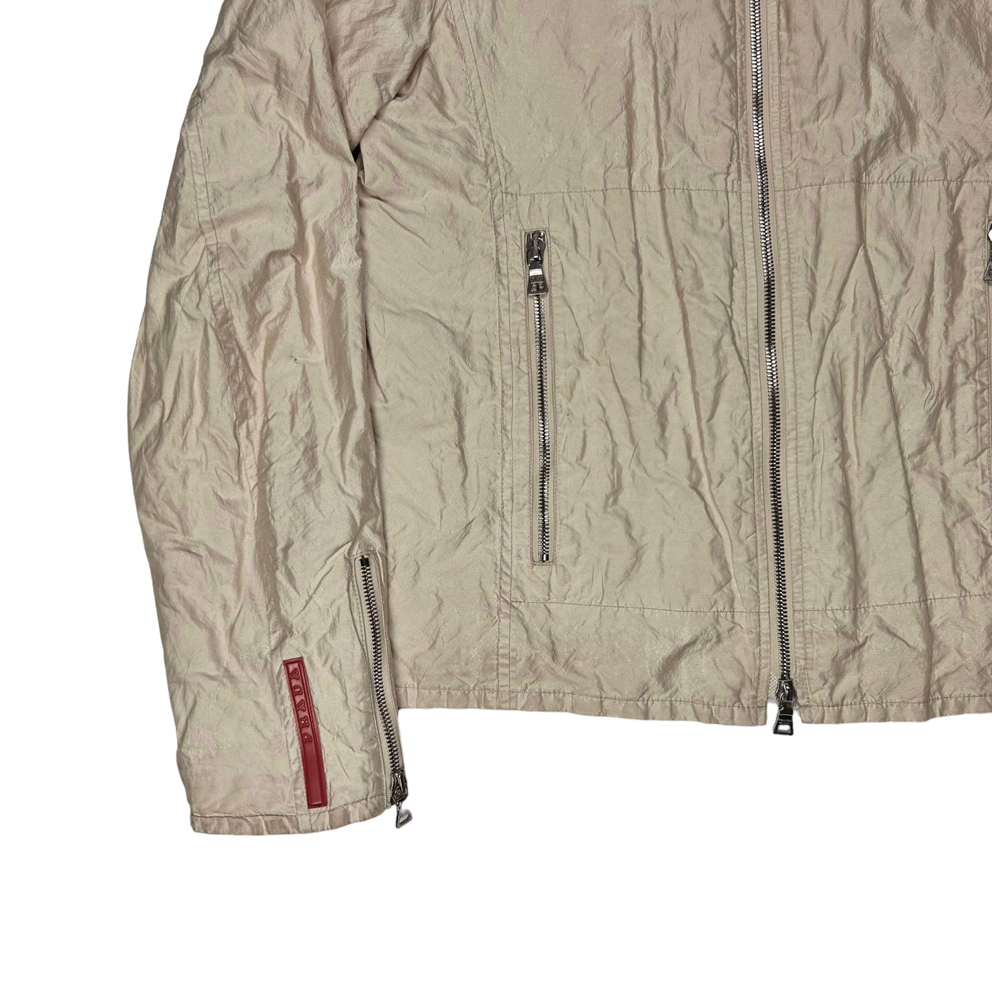 Prada Cropped Zip Moto Nylon Jacket