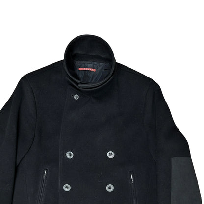 Prada Nylon Detail Caban Wool Coat - AW08