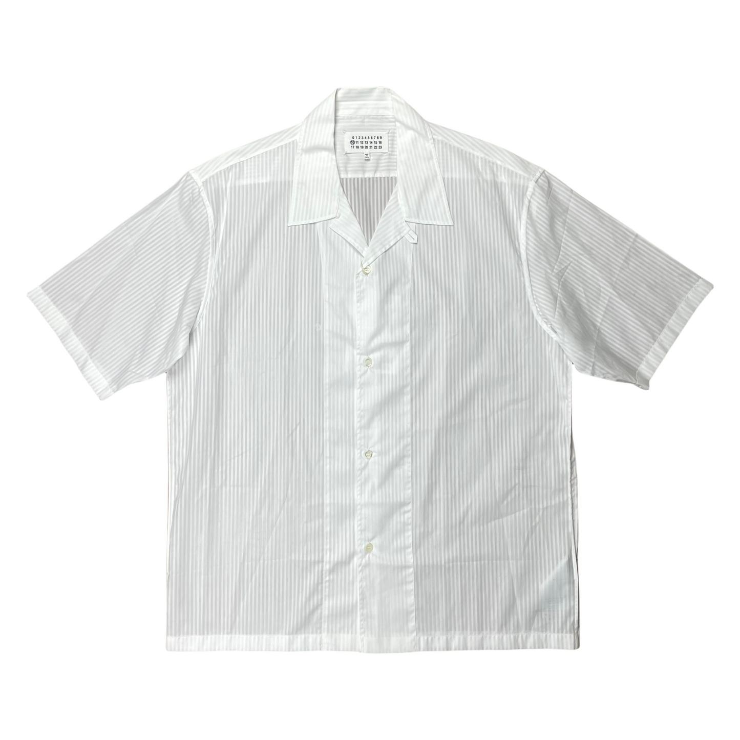 Maison Margiela Vertical Striped Camp Collar Short Sleeve Shirt - SS20