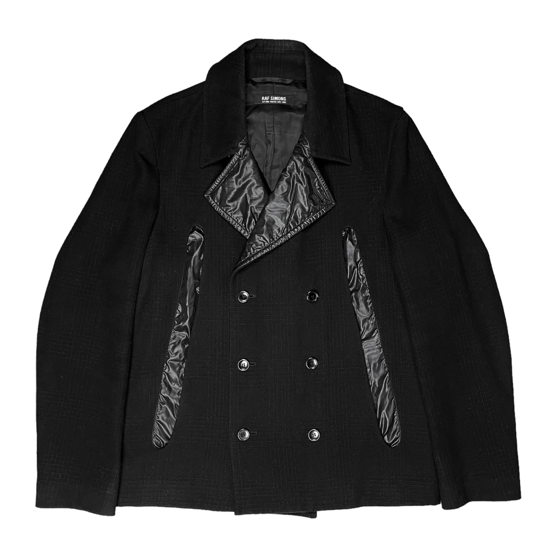 Raf Simons Nylon Detail Peacoat - AW07 – Vertical Rags Raf Simons Nylon Detail Peacoat - AW07 – Vertical Rags