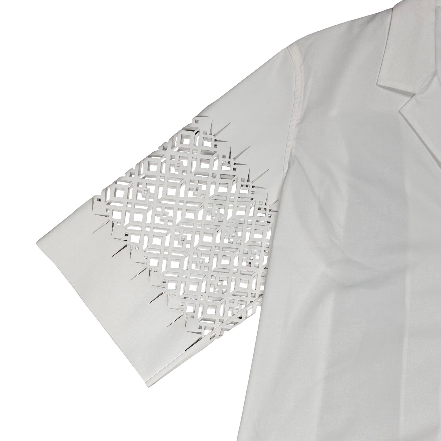 Haider Ackermann Cropped Laser Cut Short Sleeve Shirt White - SS19