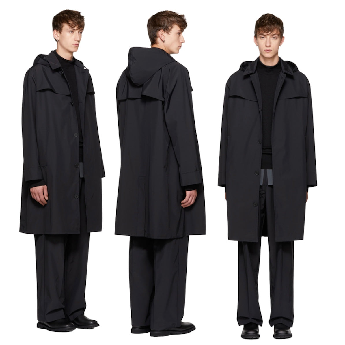 Mackintosh 0001 Black Hooded Trench Coat - AW17