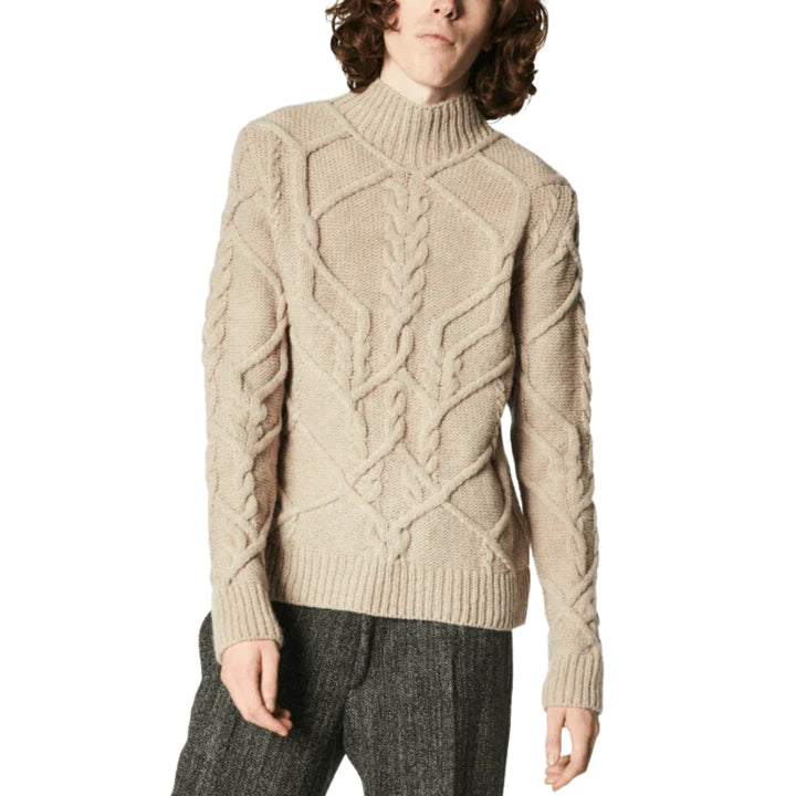 Dries Van Noten Cable Knit Mock Neck Sweater - AW21