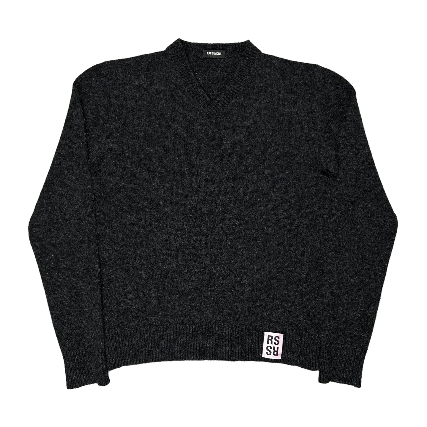 Raf Simons RS Logo Lambswool V-Neck Sweater