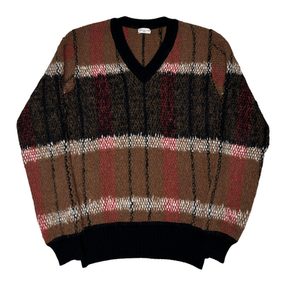 Dries Van Noten Tartan Alpaca Blend V-Neck Sweater - AW17