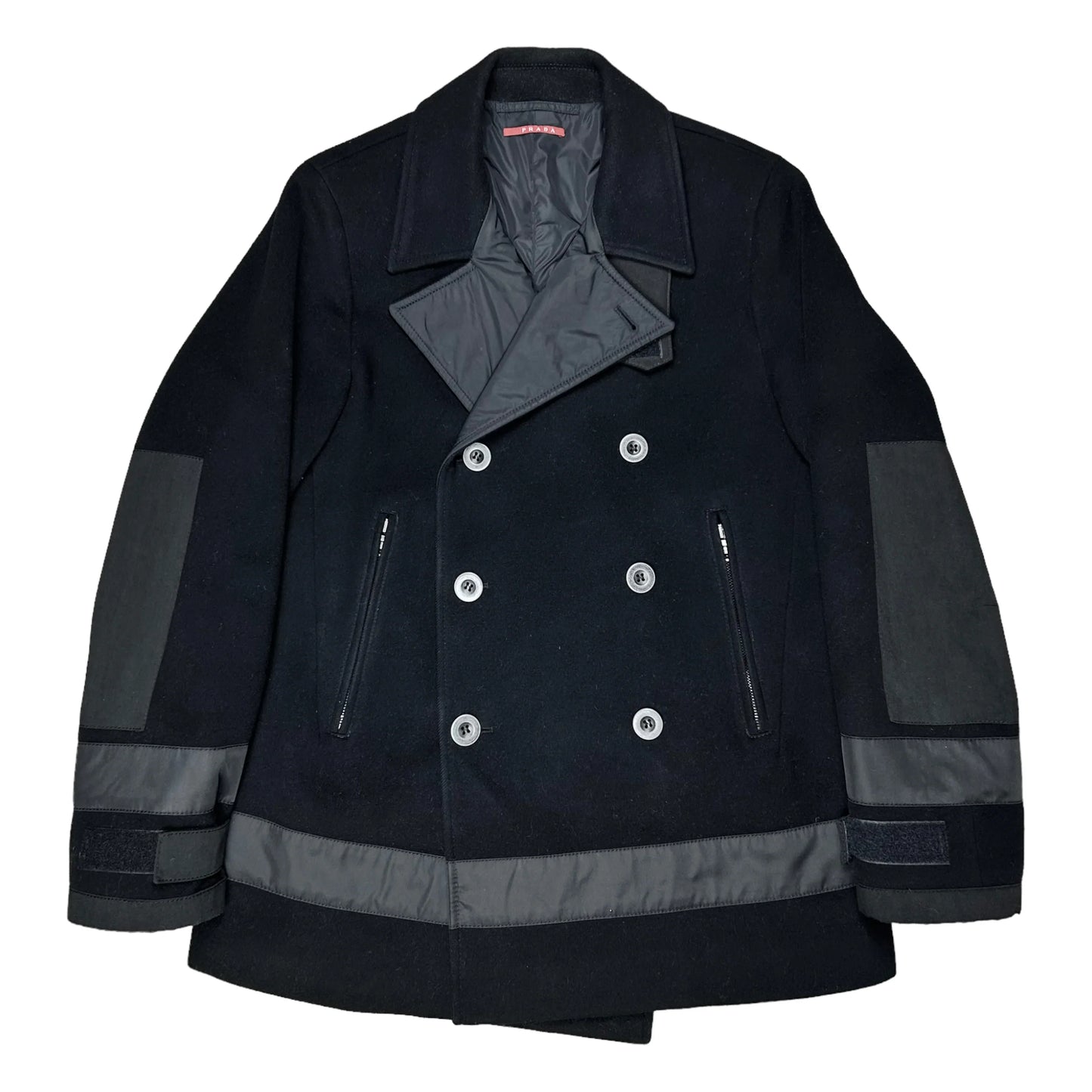 Prada Nylon Detail Caban Wool Coat - AW08