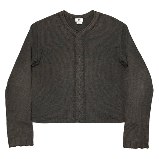 Dries Van Noten Cropped Cable Knit V-Neck Sweater