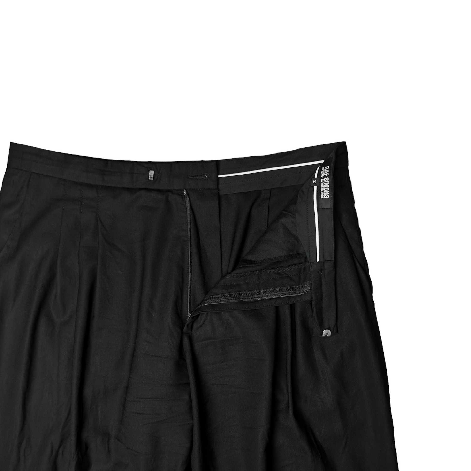 Raf Simons Wide Leather Patch Button Trousers - SS05 – Vertical Rags Raf Simons Wide Leather Patch Button Trousers - SS05 – Vertical Rags