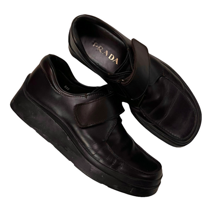 Prada Chunky Velcro Strap Derbies Brown