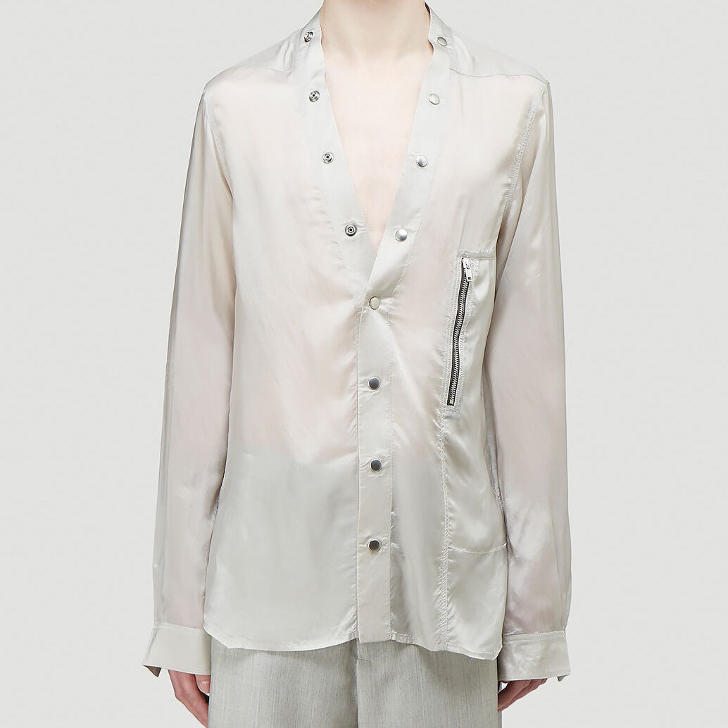 Rick Owens Cupro Larry Shirt Oyster - SS21