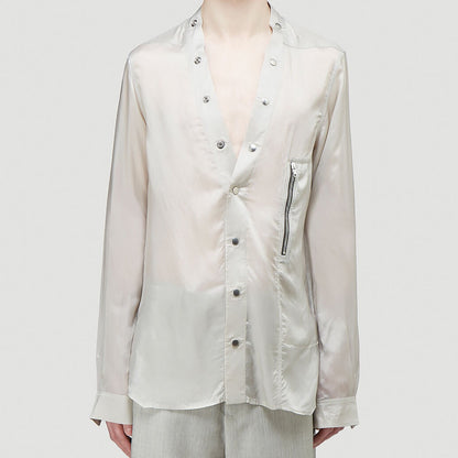 Rick Owens Cupro Larry Shirt Oyster - SS21